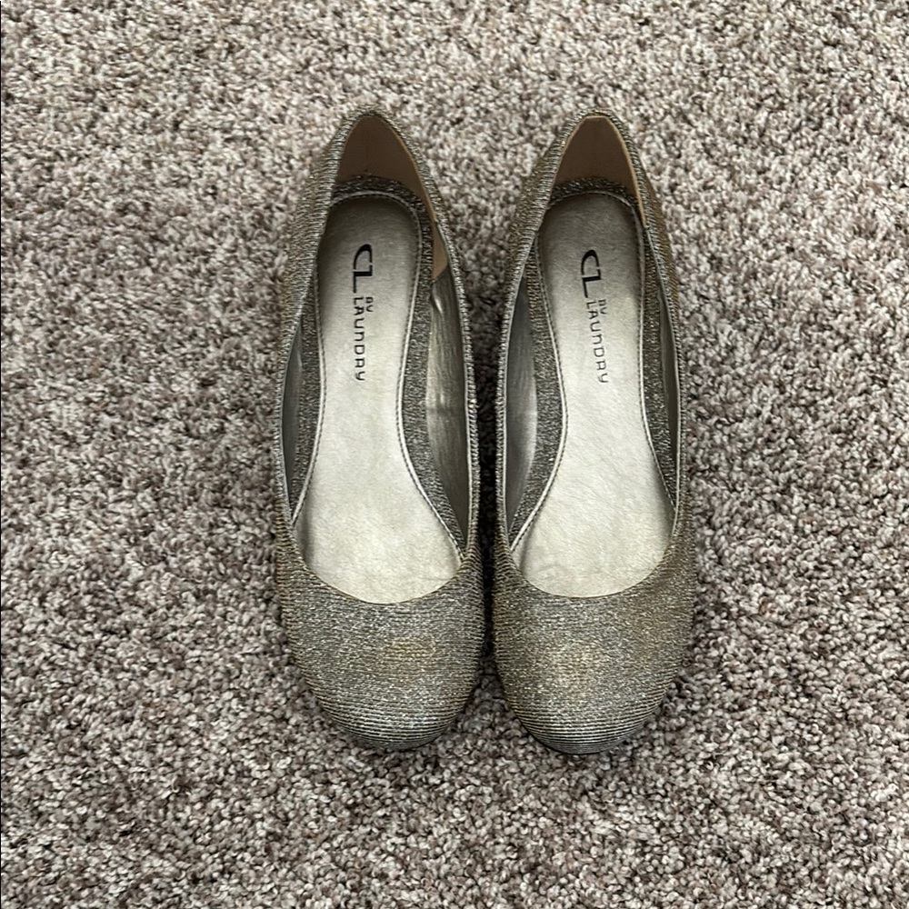 CL by Laundry Gold Wedges with Sparkly Finish